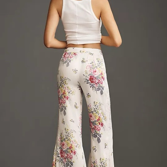 NWT By Anthropologie Floral Lace Silky Flare Pants Sz 6 - Picture 11 of 16